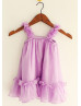 Purple Chiffon Short Airy Flower Girl Dress